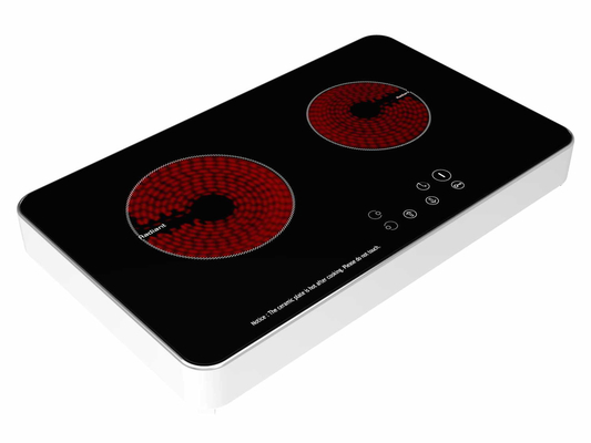 Λεπτό κατώτατο γυαλί κεραμικό Cooktop δύο ζώνη 1200W και 1800W κατοικίας μετάλλων καυστήρων